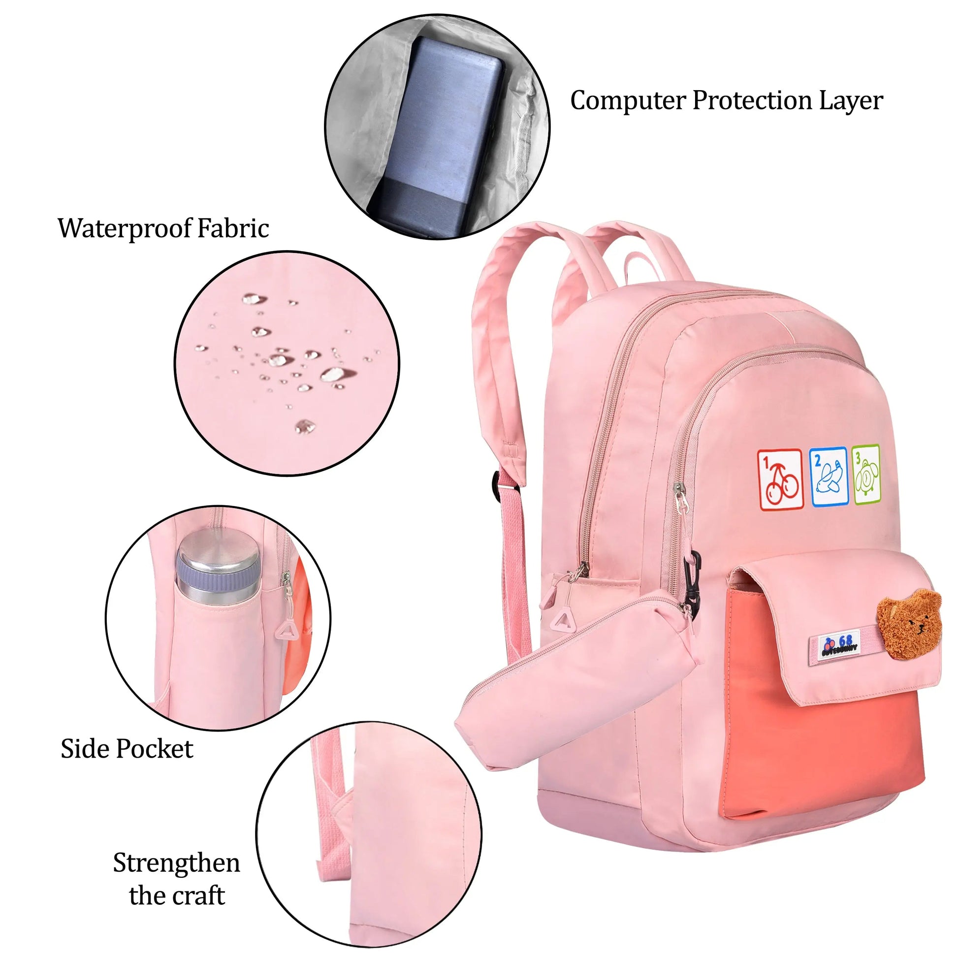 clouds love Backpacks 15.6 Inch College Cute Bookbag Anti Theft Women Casual School backpack for Unisex(Pink) optima-bags