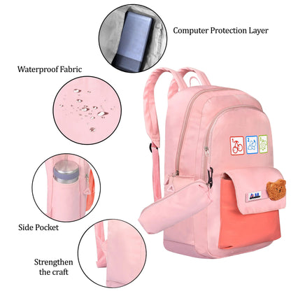 clouds love Backpacks 15.6 Inch College Cute Bookbag Anti Theft Women Casual School backpack for Unisex(Pink) optima-bags