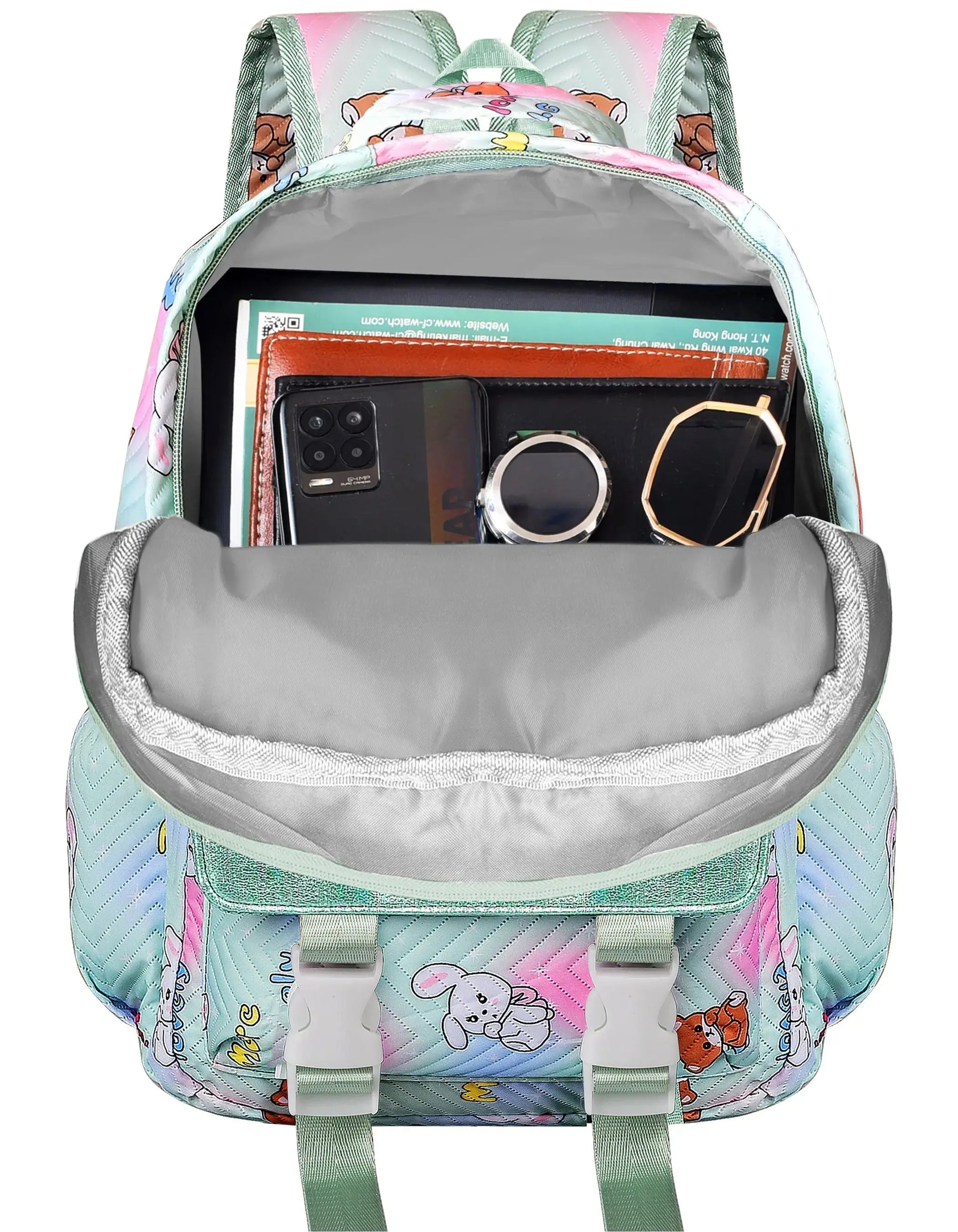 clouds love 15.6 Inch College Cute Bookbag Anti Theft Women Casual backpack for Teen School Girls laptop bag (Green) optima-bags