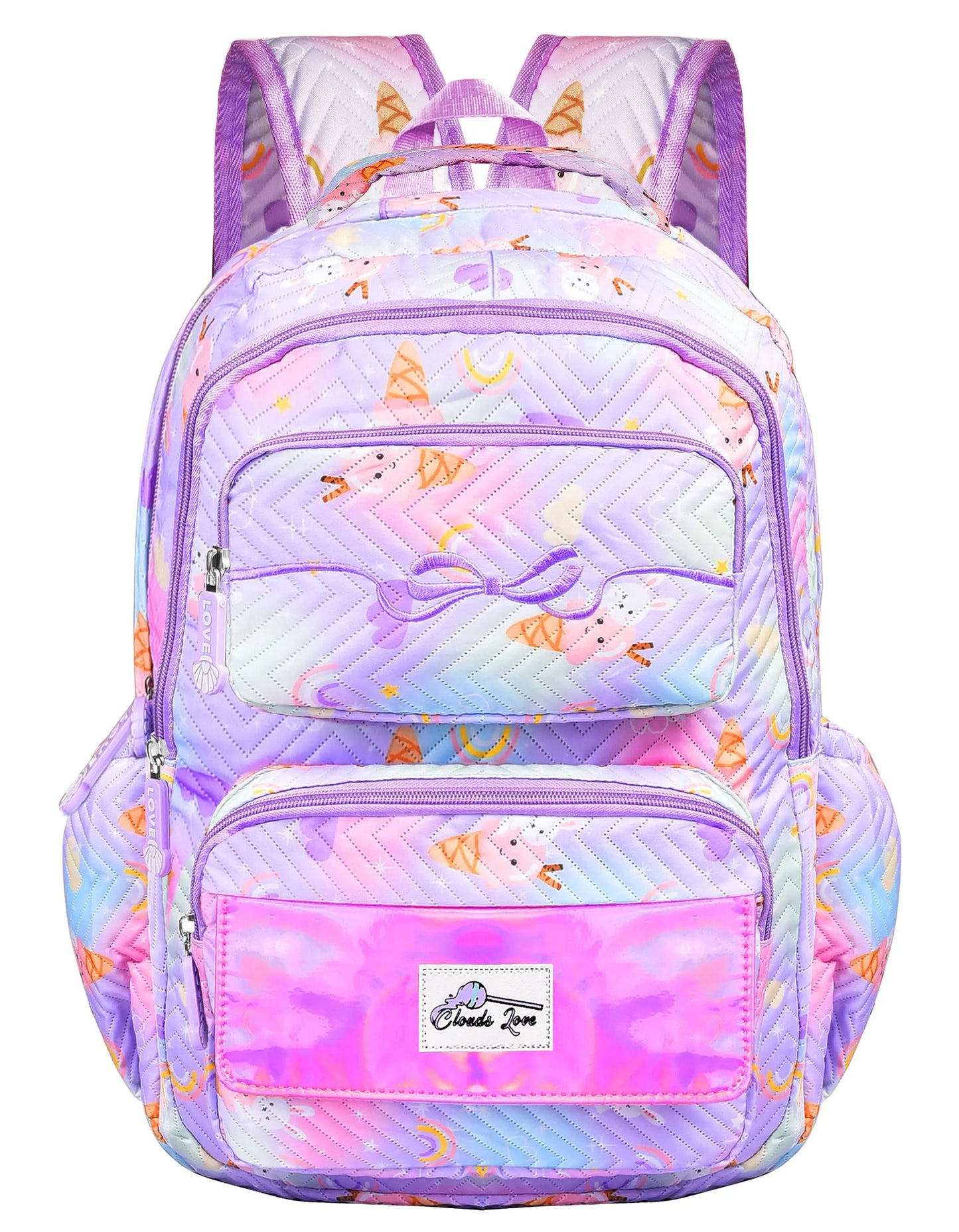 Clouds Love School Bag for Girls Kids Stylish Waterproof Girls School Bag Fashionable Large Capacity School Backpack for Girls Gift School Bag for Kids Girls (6-12 Years Old)Purple optima-bags