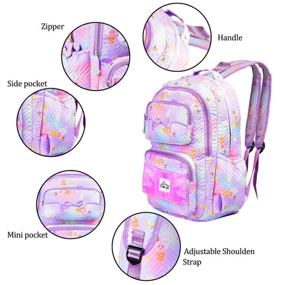 Clouds Love School Bag for Girls Kids Stylish Waterproof Girls School Bag Fashionable Large Capacity School Backpack for Girls Gift School Bag for Kids Girls (6-12 Years Old)Purple optima-bags